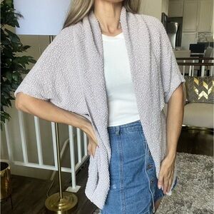 Aritzia Talula Tan Open Front Cardigan Knit Sweater Short Sleeves XS